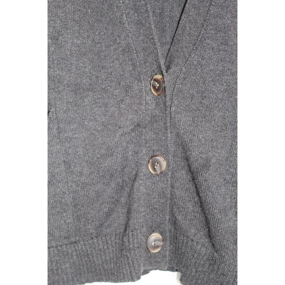 J Jill Women's LP Charcoal Gray Knit Button-up Cardigan Pockets LS Wool Blend - Picture 3 of 14